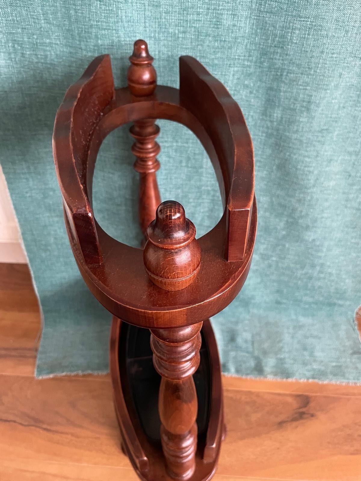 French Vintage Wood Umbrella Stand photo for sale