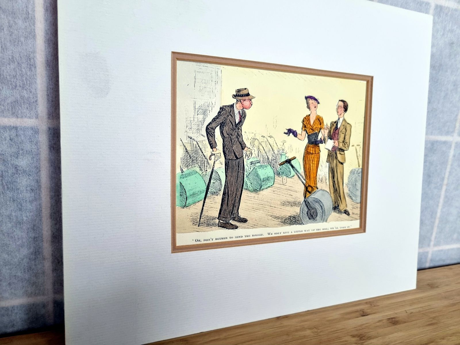Vintage Mounted Cartoon Print, Punch Magazine Illustration, Arthur Wallis Mills Satirical Scene, 1920s British Humour Art photo Art