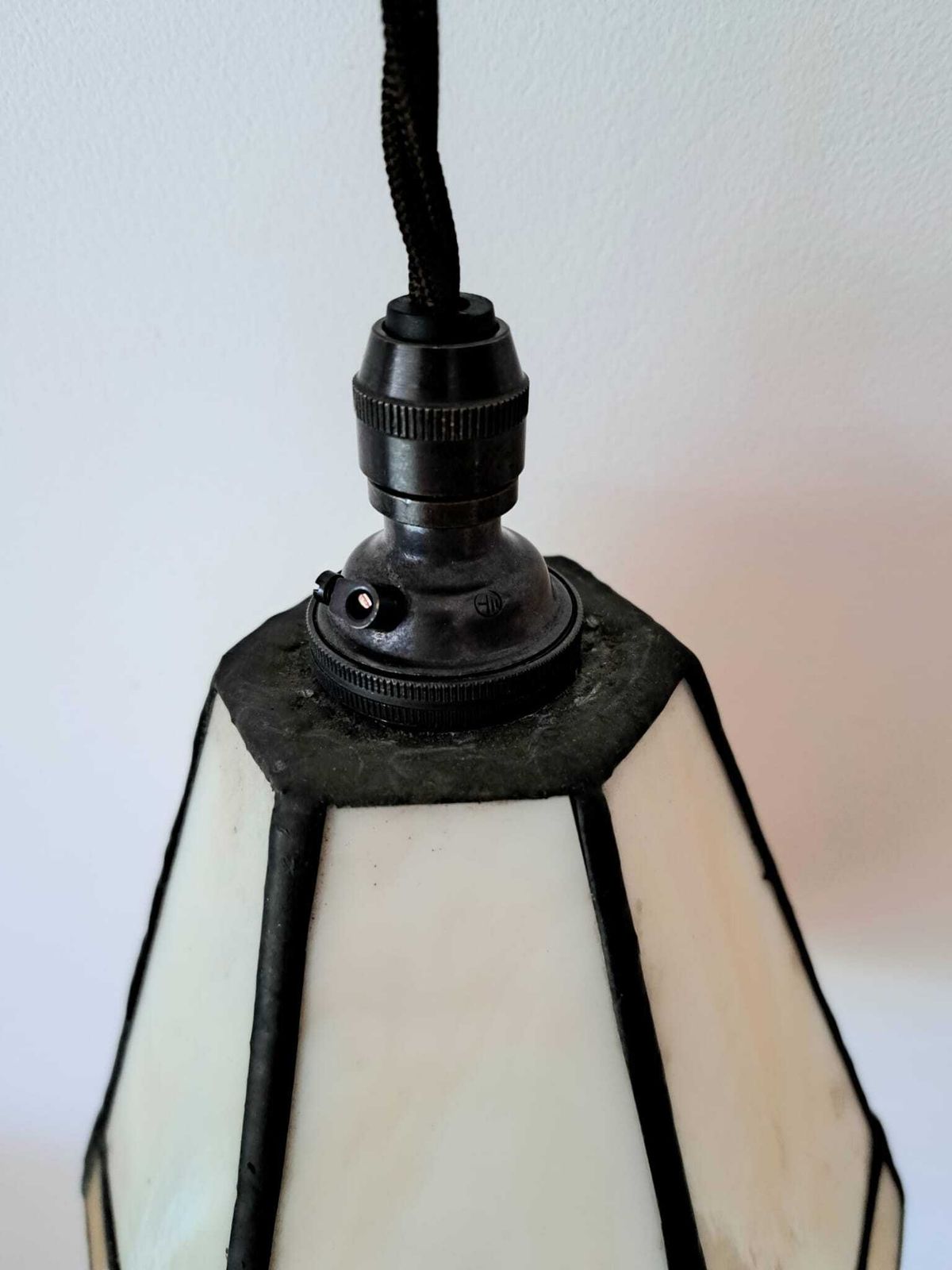 Art Deco Pendant Light In A Brown & Cream Opaline, Original 1930s photo for sale