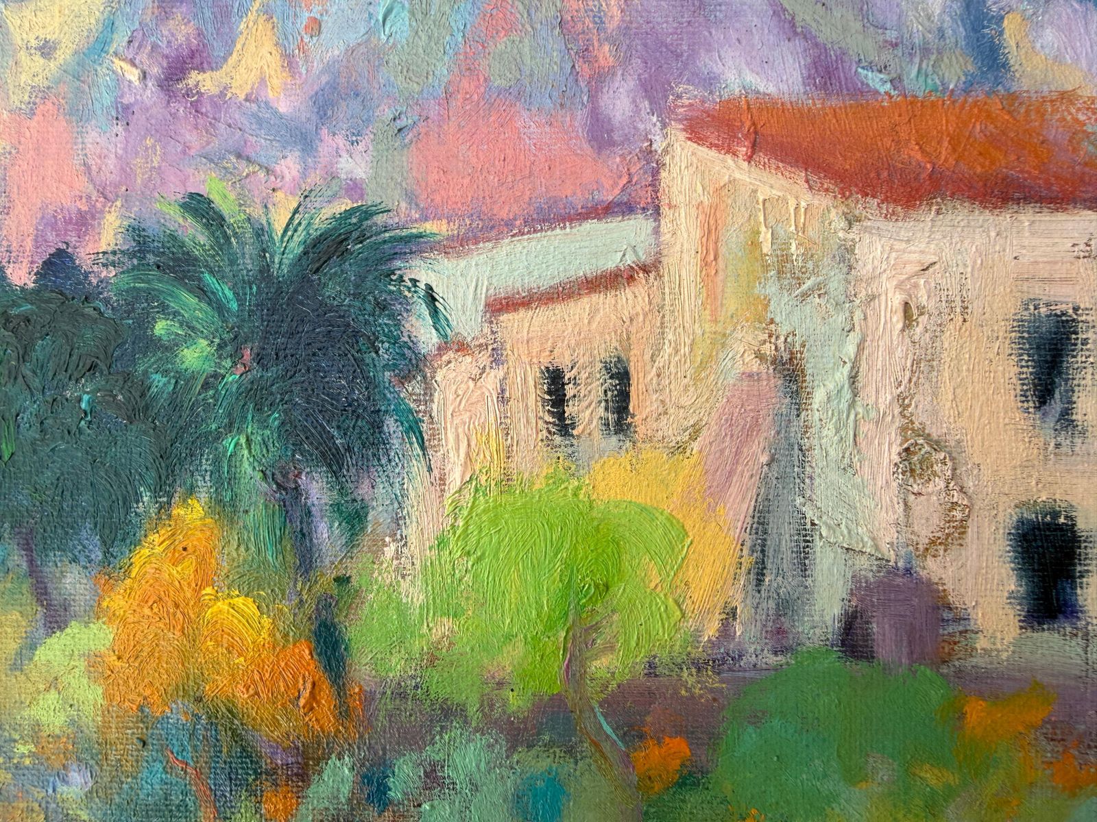 Valeri Farras Mediterranean Light With Palm Trees Oil Painting European Art photo for sale