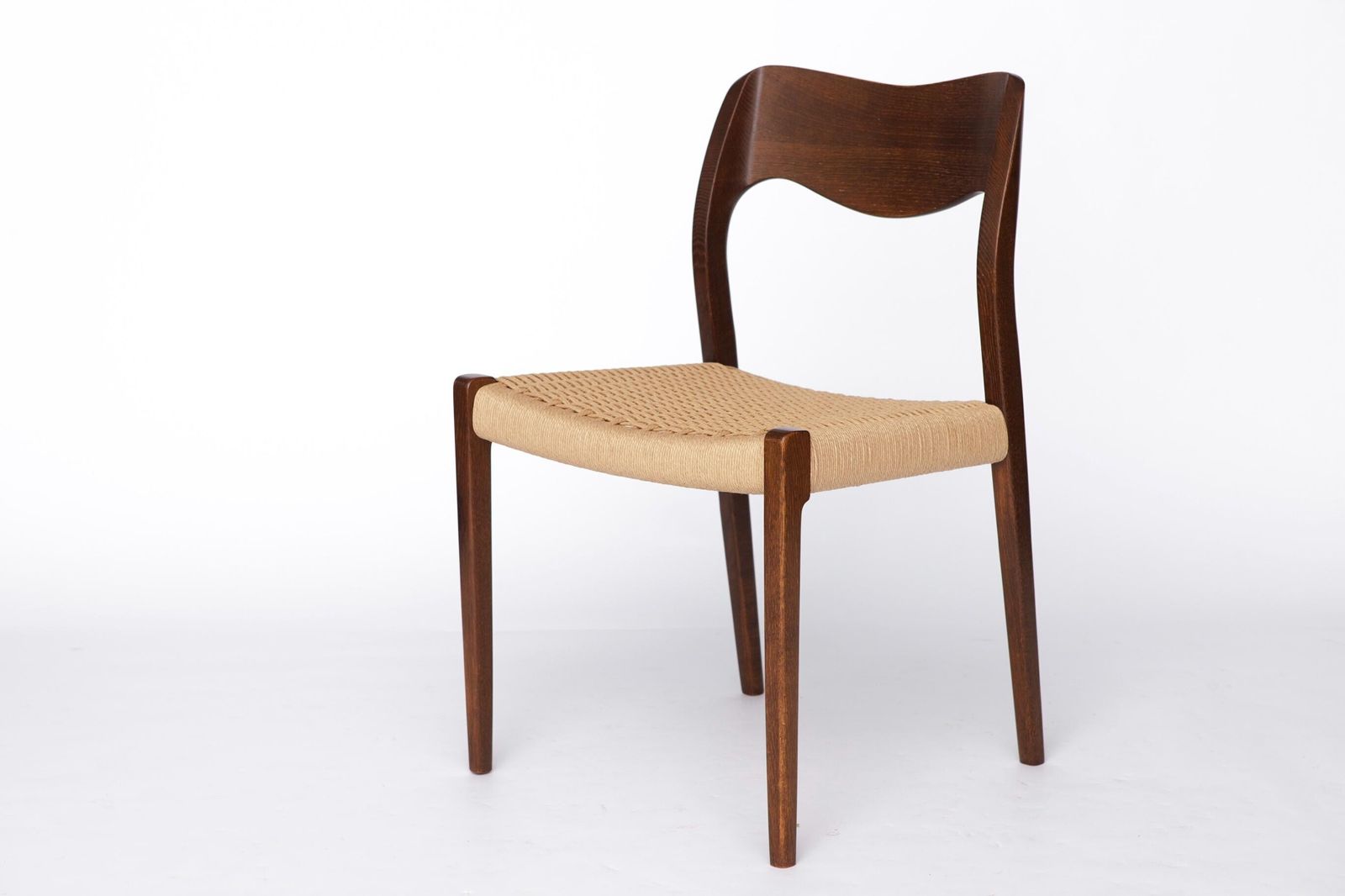 2 Of 4 Vintage Niels Otto Møller Chair, Model 71, Dark Oak, Danish Cord, Mid Century photo Furniture