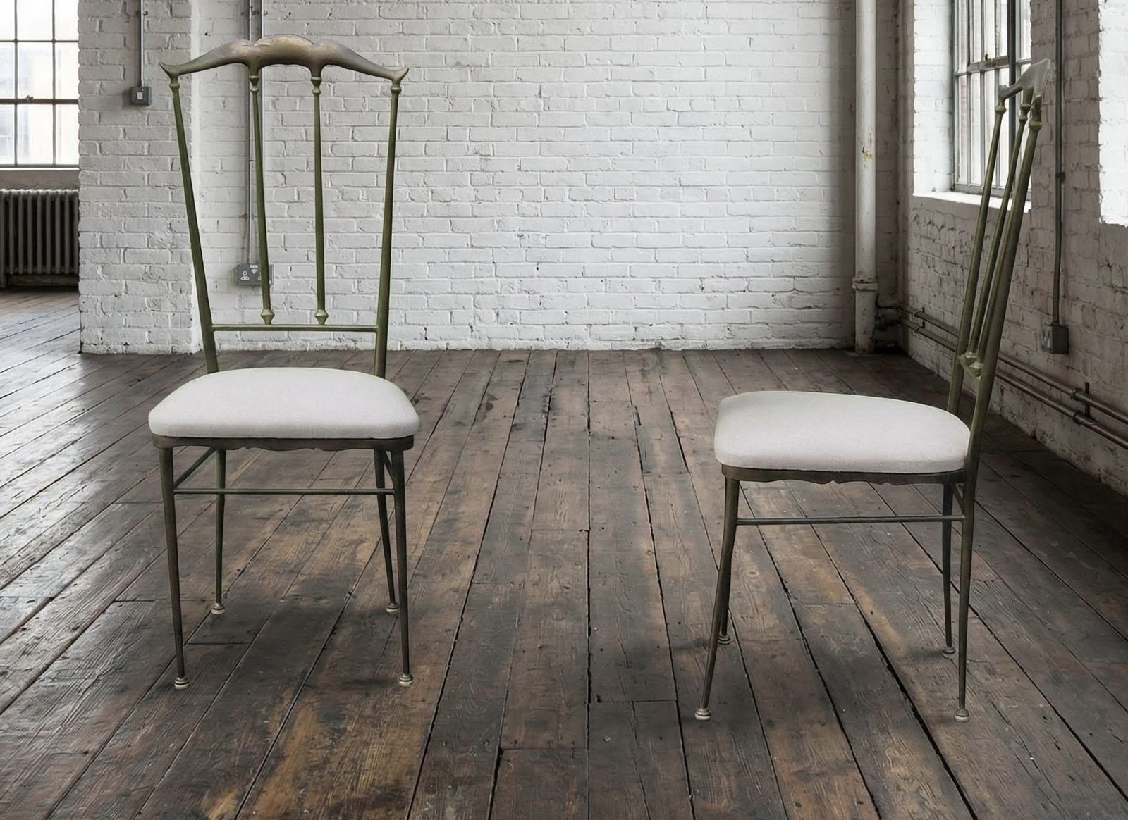 Set Of Two Brass Chairs Attr. To Maison Jansen, Circa 1950 photo furniture
