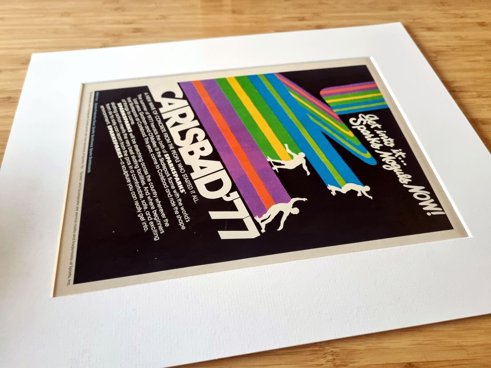 Skateboard Magazine Advertisement Mounted, Carlsbad 77 Sparks Skateboards, California Skate Culture Art, Retro 1970s Graphic Design photo Art
