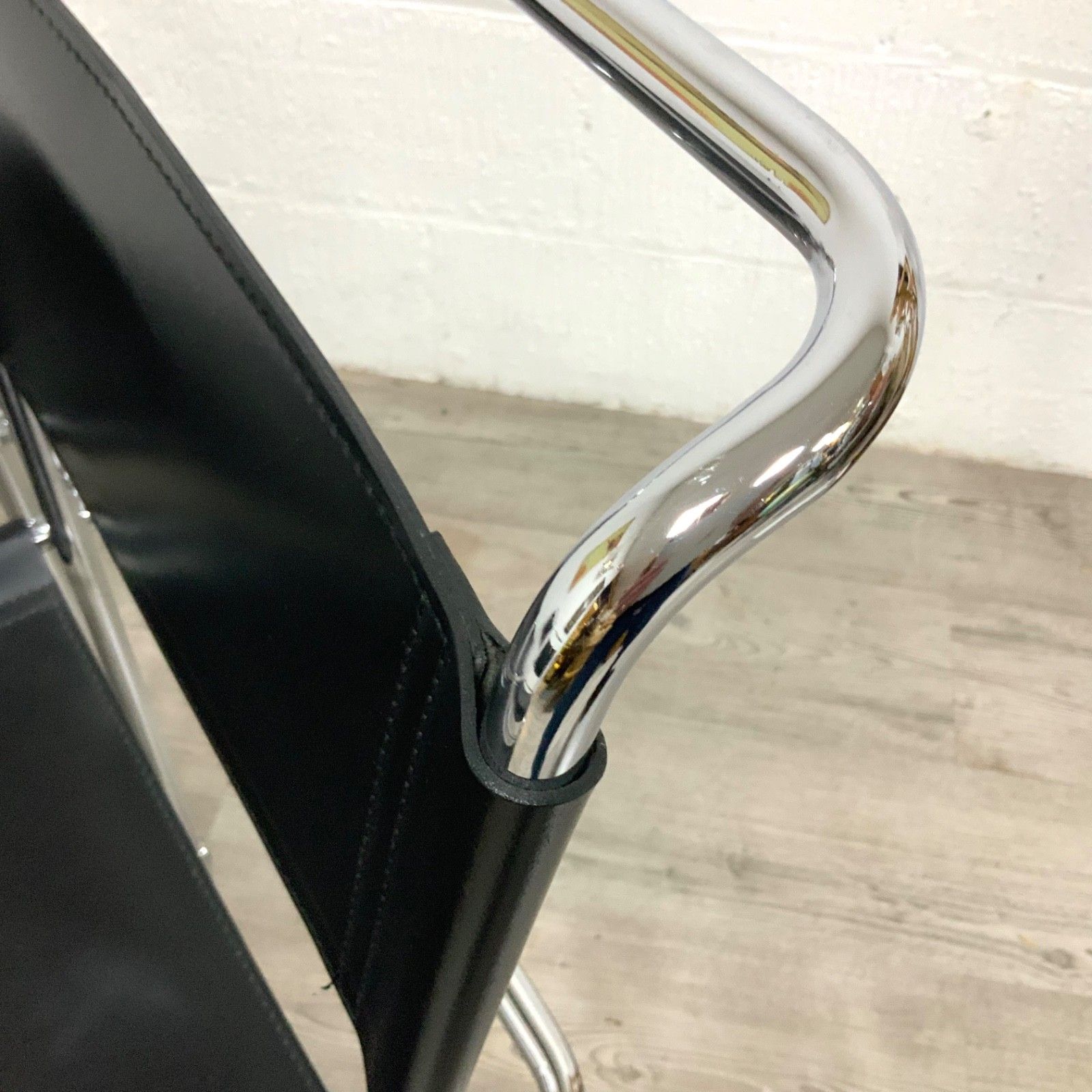 A Set Of 4 Marcel Breuer B40 Dining Chairs Black Leather By Tecta Dated 1999 photo buy