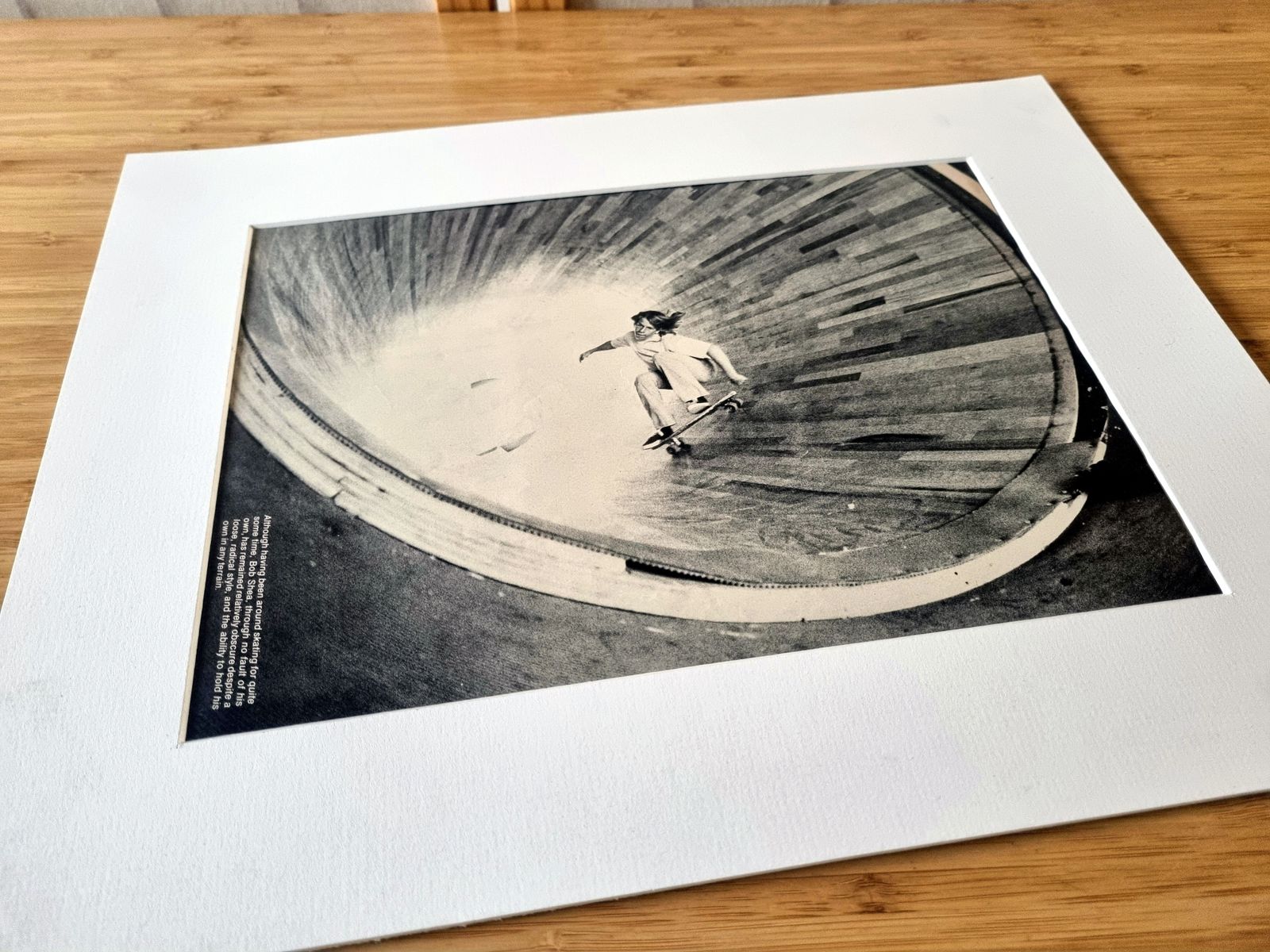 Skateboard Magazine Page Mounted, Bob Shea Vertical Riding, 1970s Southern California Skate Photography photo Art
