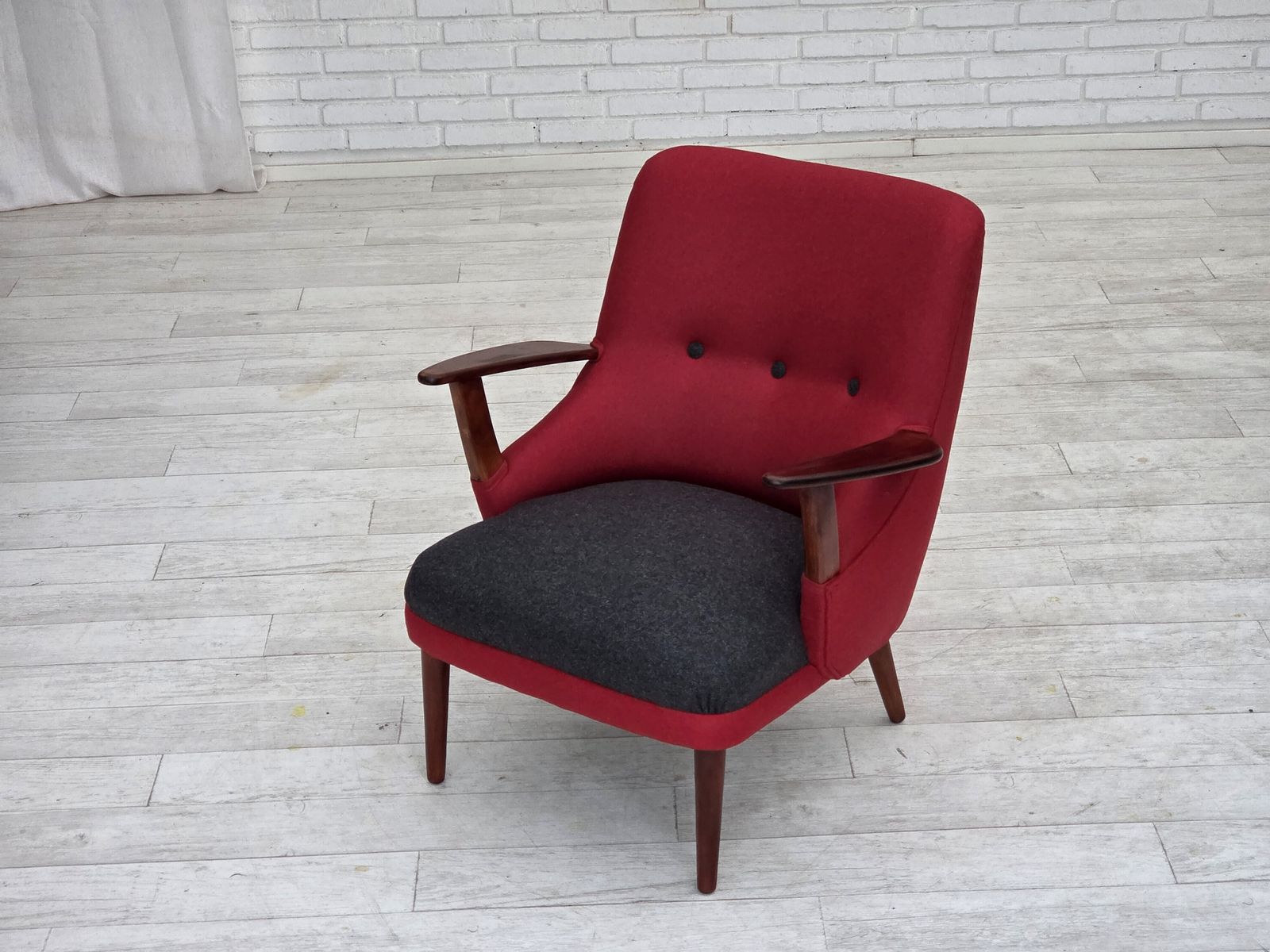1960s, Danish Designed Armchair, Reupholstered, Furniture Wool. photo 1890.0