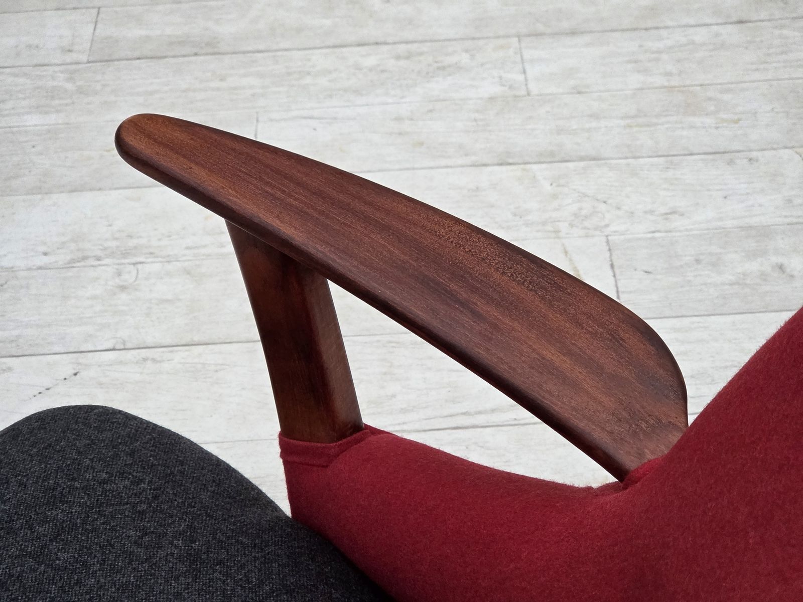 Furniture 1960s, Danish Designed Armchair, Reupholstered, Furniture Wool. photo