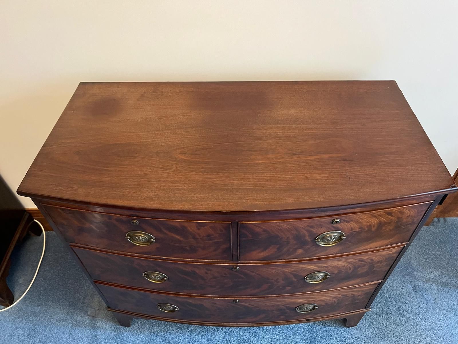 Vintage Regency Bow Fronted Chest Of Drawers photo furniture