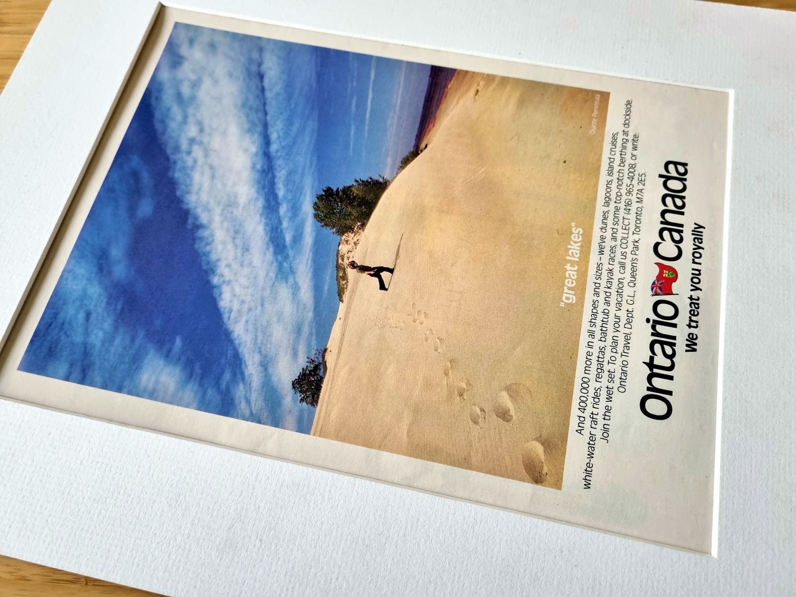 Ontario Canada Summer Poster Ad, Great Lakes Sand Dunes Scene, 1970s, Travel Tourism Print Advert photo Art