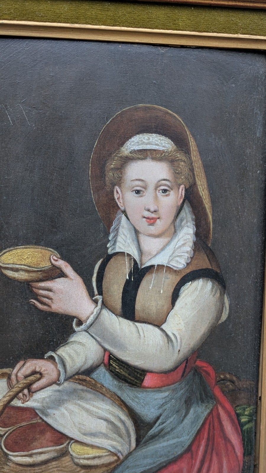 19th Century Oil Portrait Woman With Spices   Style Of Joachim Bueckelaer photo for sale