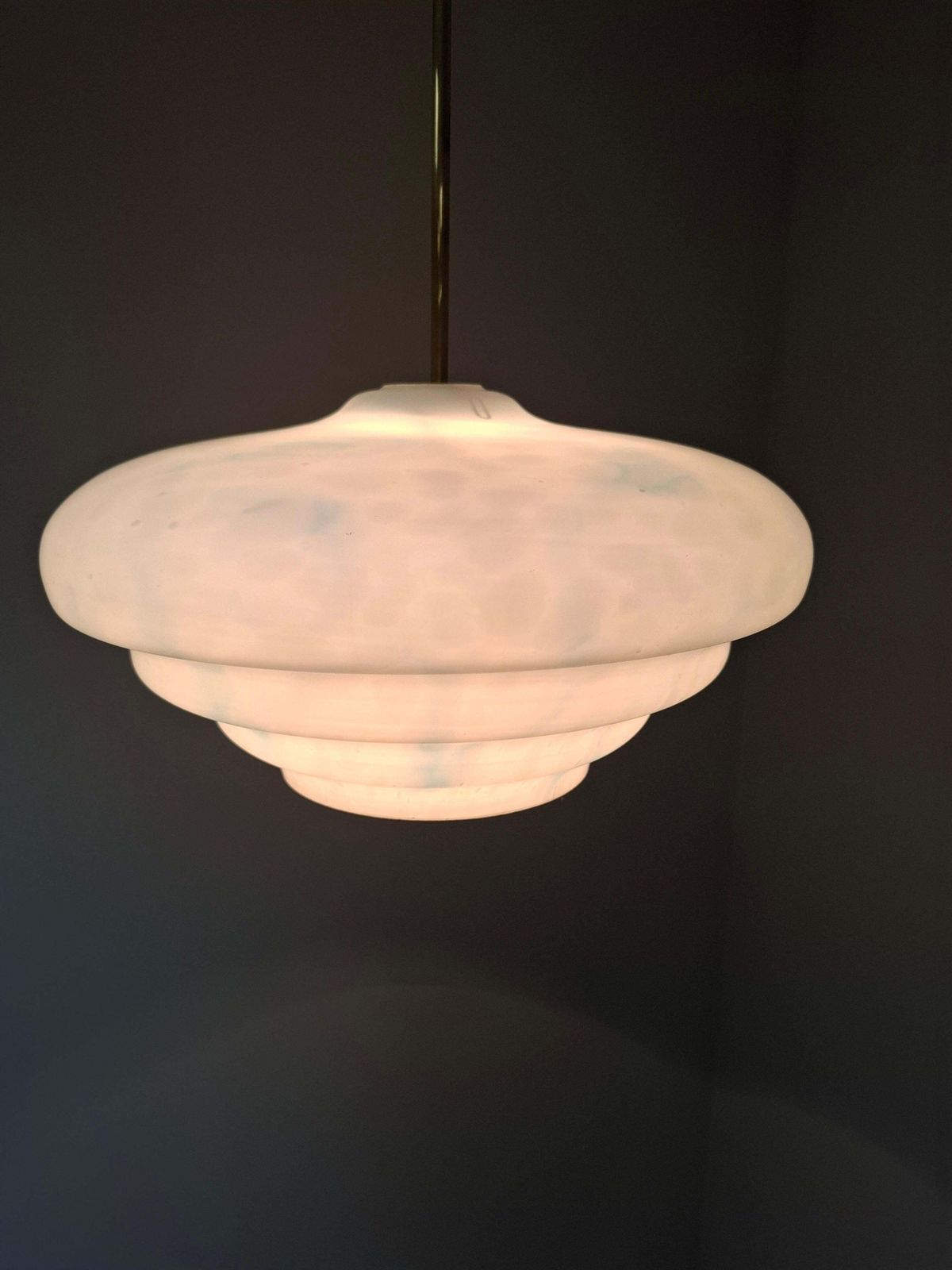 Napako Midcentury Modern Pendant Lamp In Opaline Glass And Brass, Czechoslovakia photo furniture