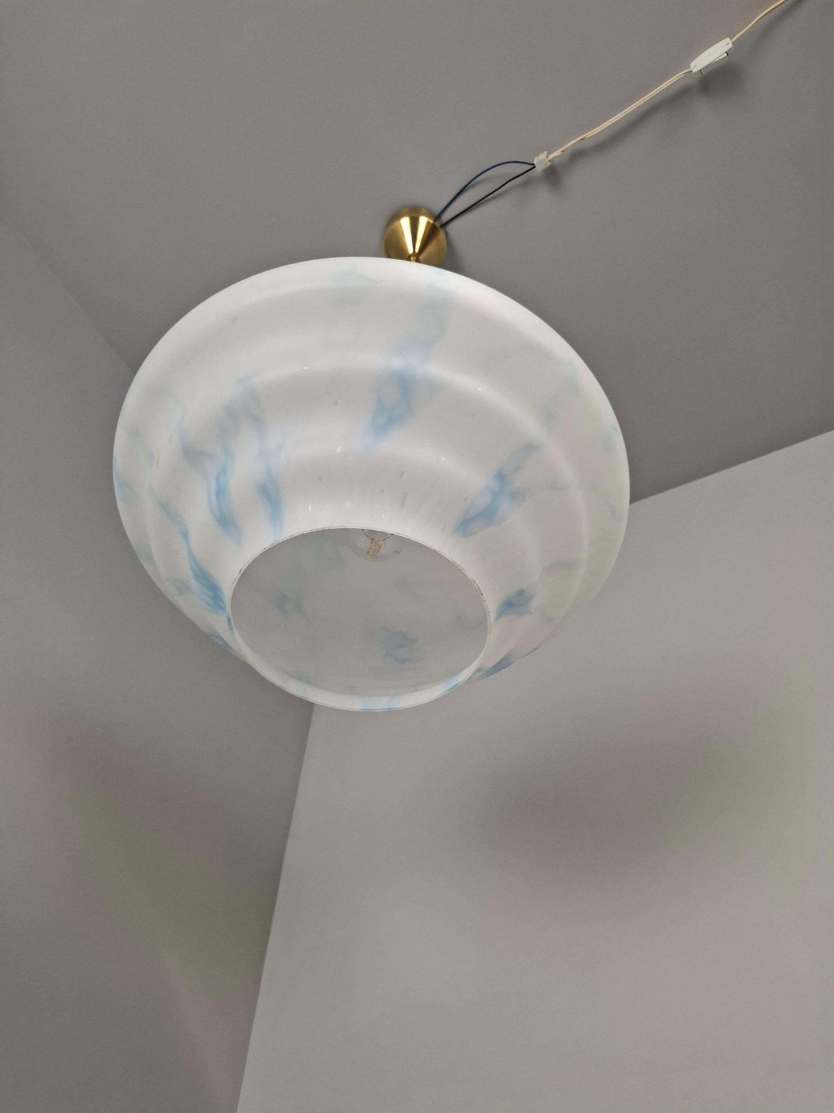 Lighting Napako Midcentury Modern Pendant Lamp In Opaline Glass And Brass, Czechoslovakia photo