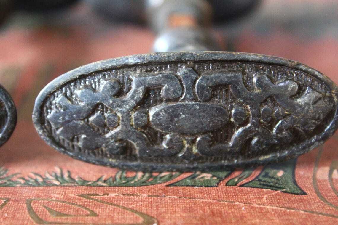 Set Of 4 Handles With Rods Antique Cast Brass Door Handles Hardware Restoration Door Pull Entrance Architectural Salvage Restoration photo 55.0
