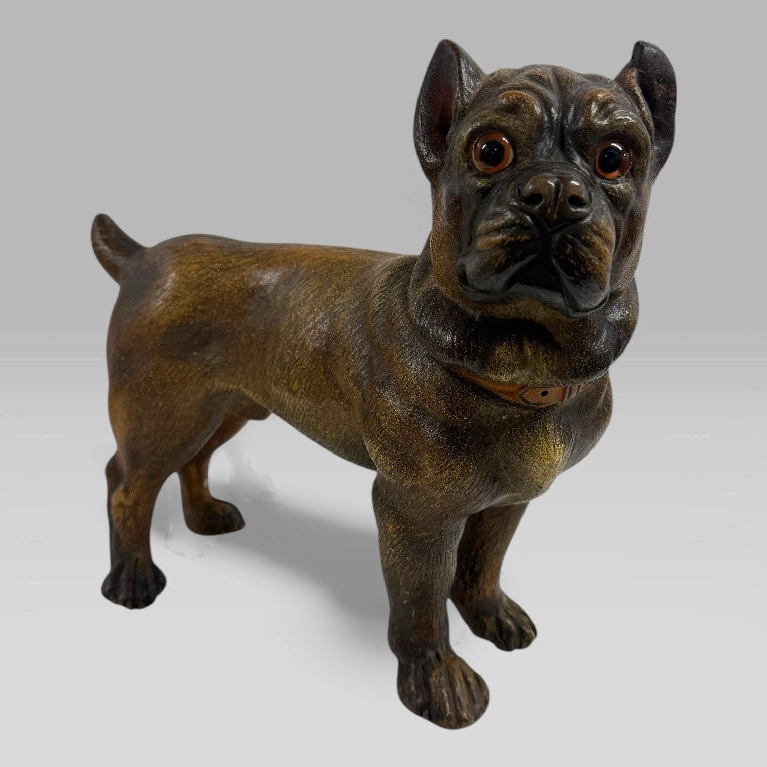Antique Austrian Terracotta Life Size Pug Puppy Dog Sculpture