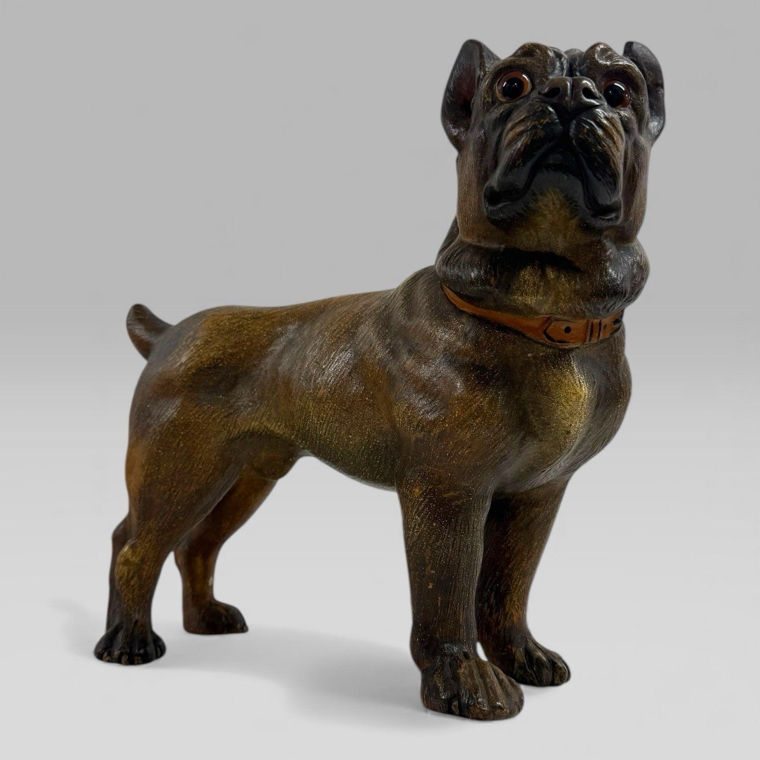 Antique Austrian Terracotta Life Size Pug Puppy Dog Sculpture photo for sale