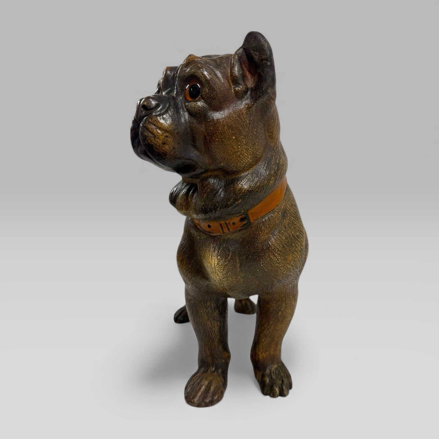 Antique Austrian Terracotta Life Size Pug Puppy Dog Sculpture photo vinterior