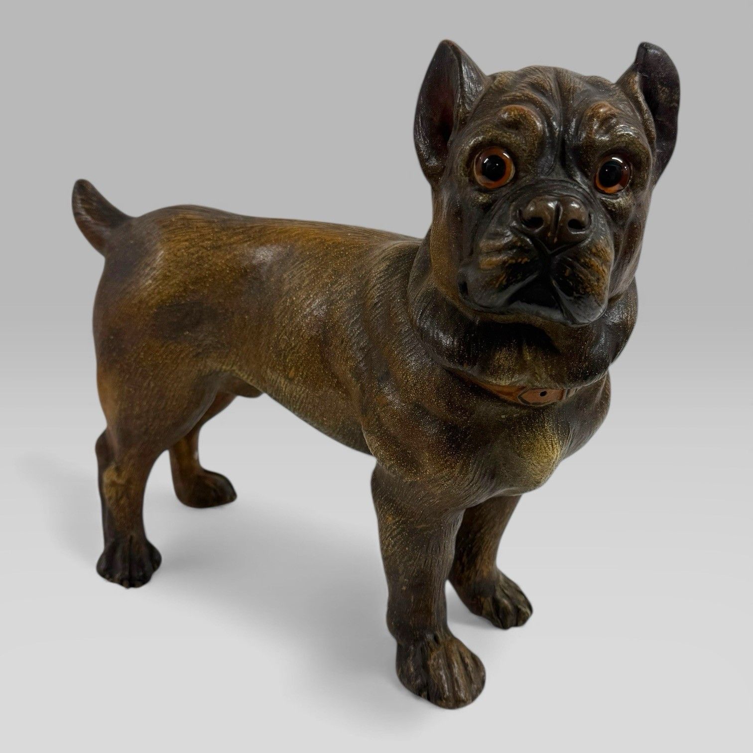 photo for sale Antique Austrian Terracotta Life Size Pug Puppy Dog Sculpture
