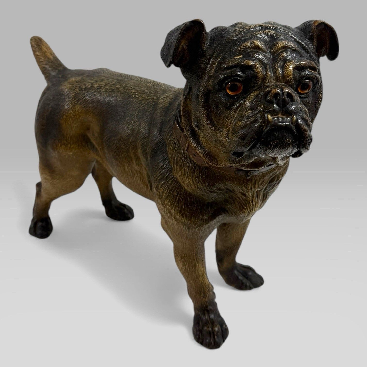Antique Austrian Terracotta Life Size Pug Dog Sculpture