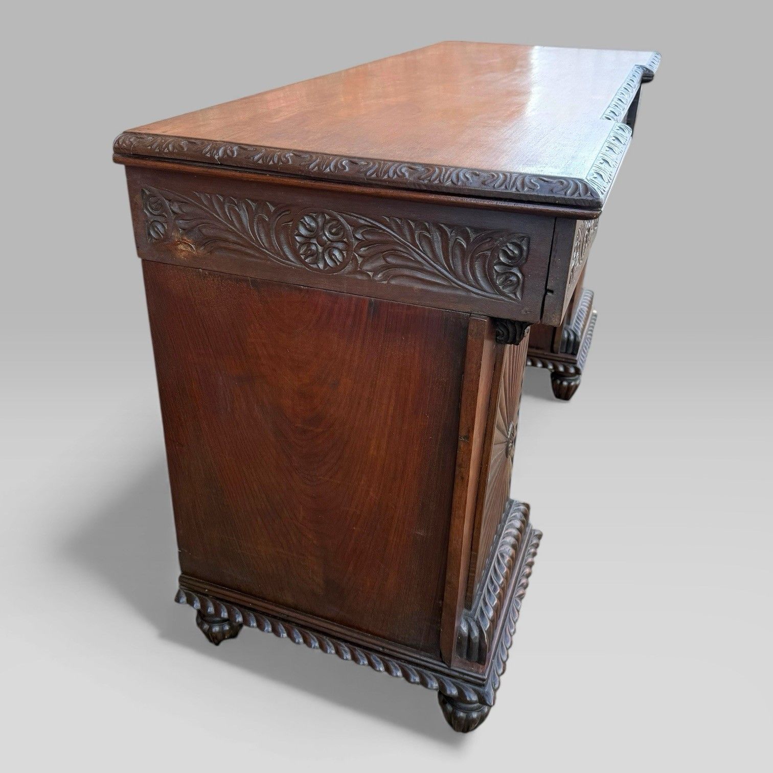 650.0 Antique Regency/William IV Anglo Indian Padouk Carved Sideboard Or Desk photo