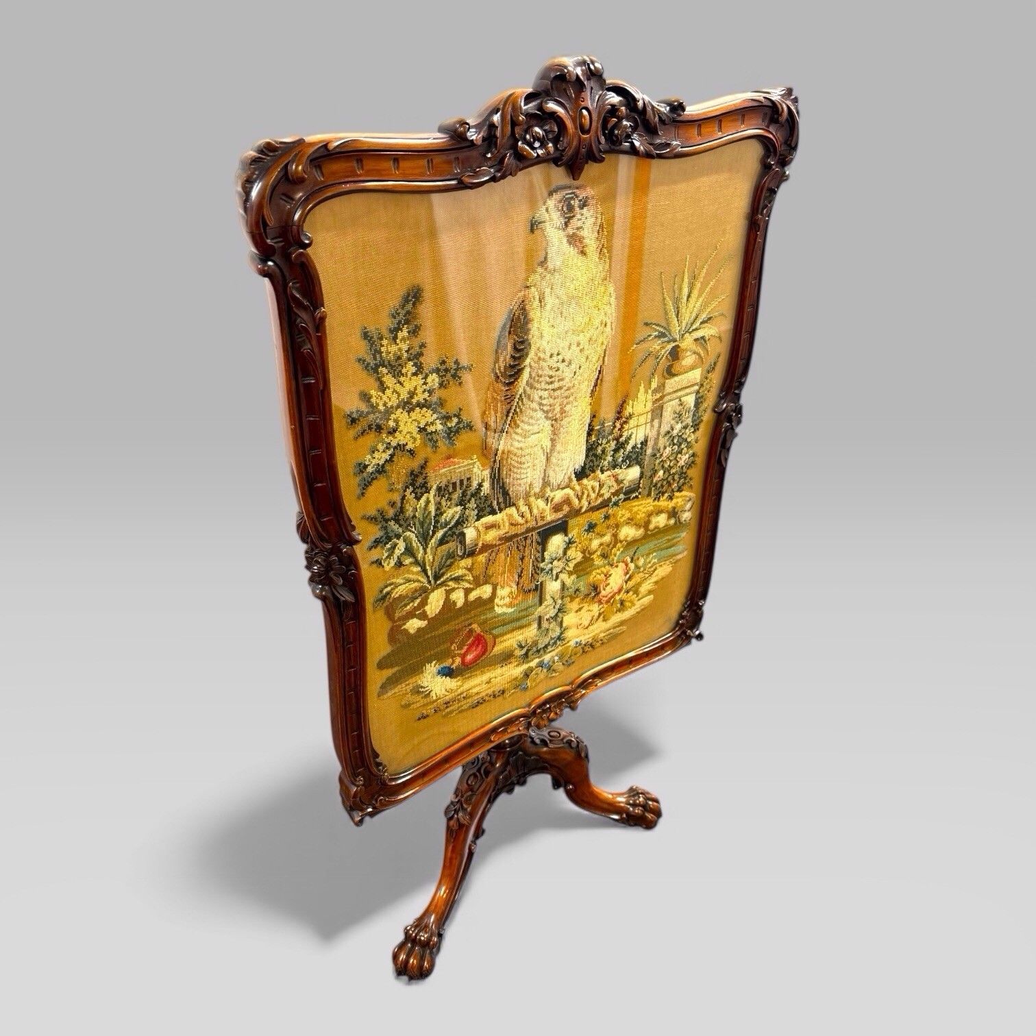 Antique William IV Gillows Carved Rosewood Tilt Top Tripod Table Fire Screen photo Furniture