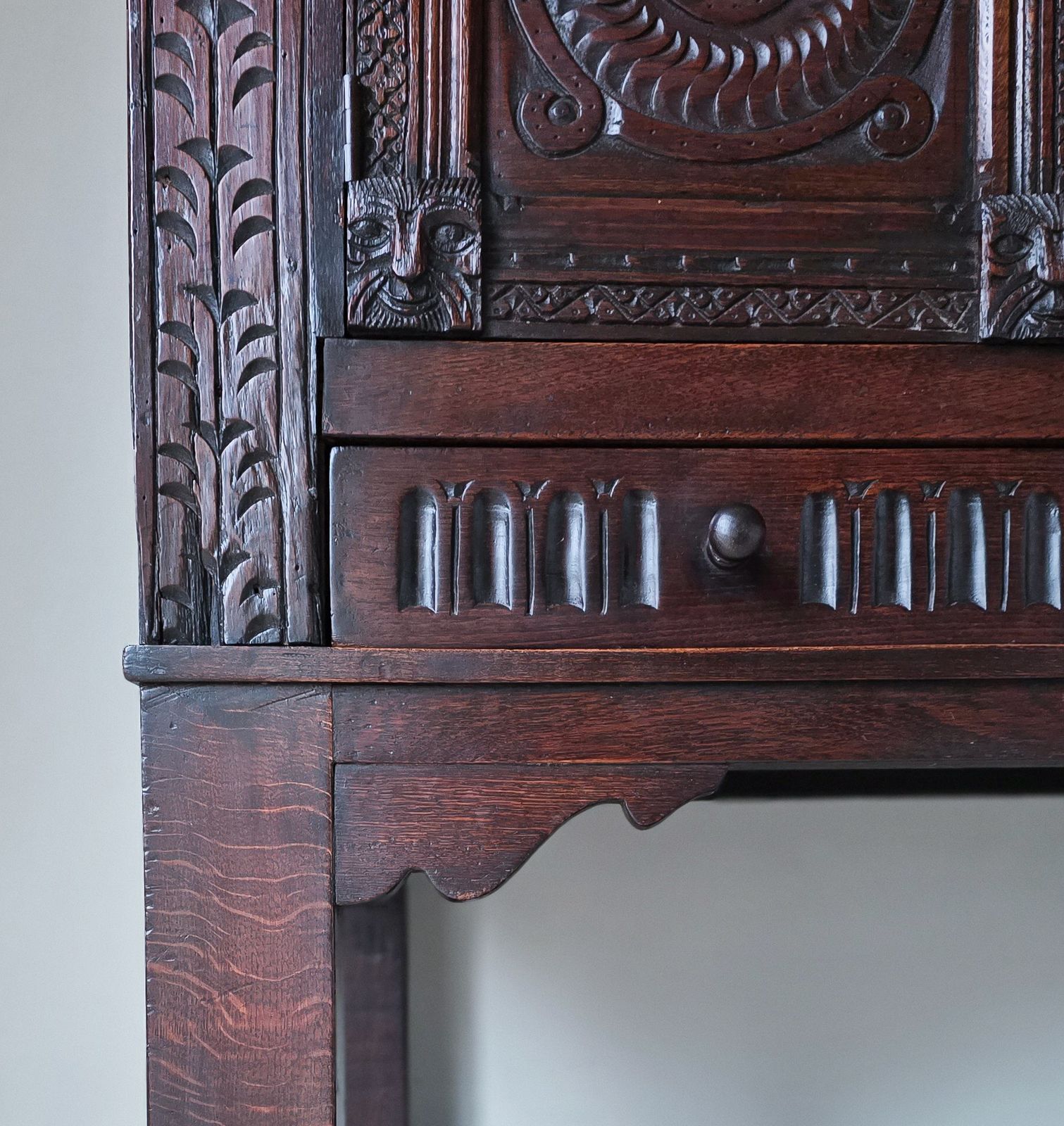 Antique Carved Oak Lawyers Primitive Court Cabinet photo for sale
