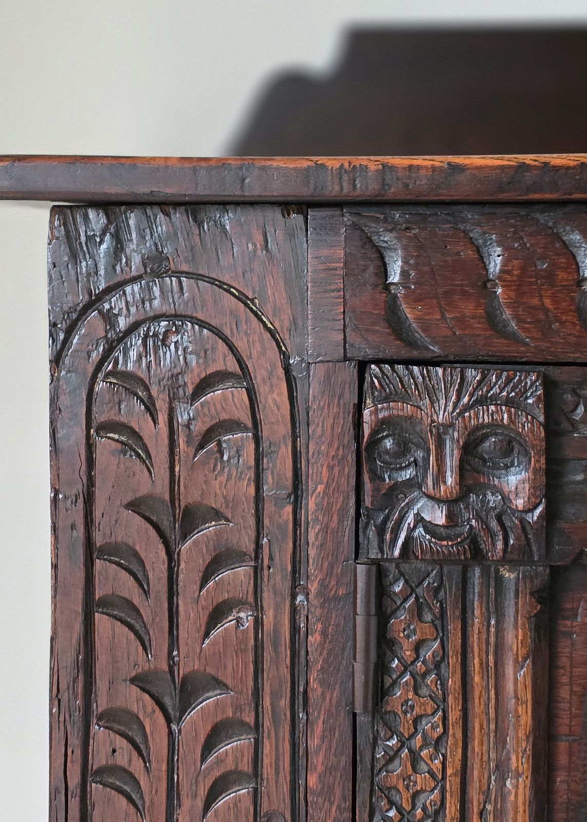photo furniture Antique Carved Oak Lawyers Primitive Court Cabinet
