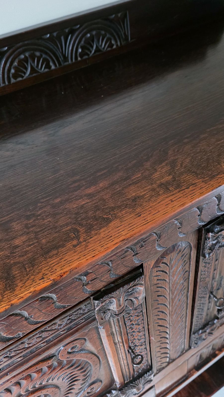 photo buy Antique Carved Oak Lawyers Primitive Court Cabinet