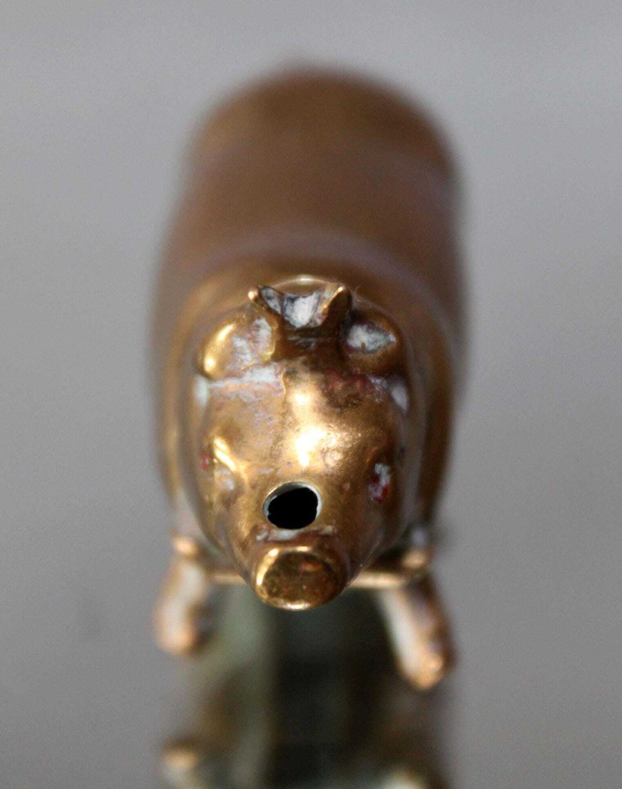 Antique Brass Pig Go To Bed Vesta Case, Match Holder, Night Light, British Victorian Novelty, Match Striker, Hinged, 19th Century photo buy