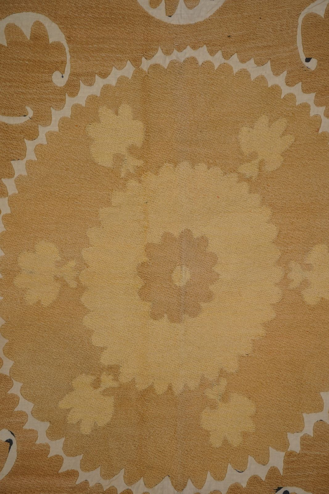 Soft Earth Tone Suzani Textile, Hand Stitched Uzbek Home Decor 4'2'' X 4'8'' photo 225.0