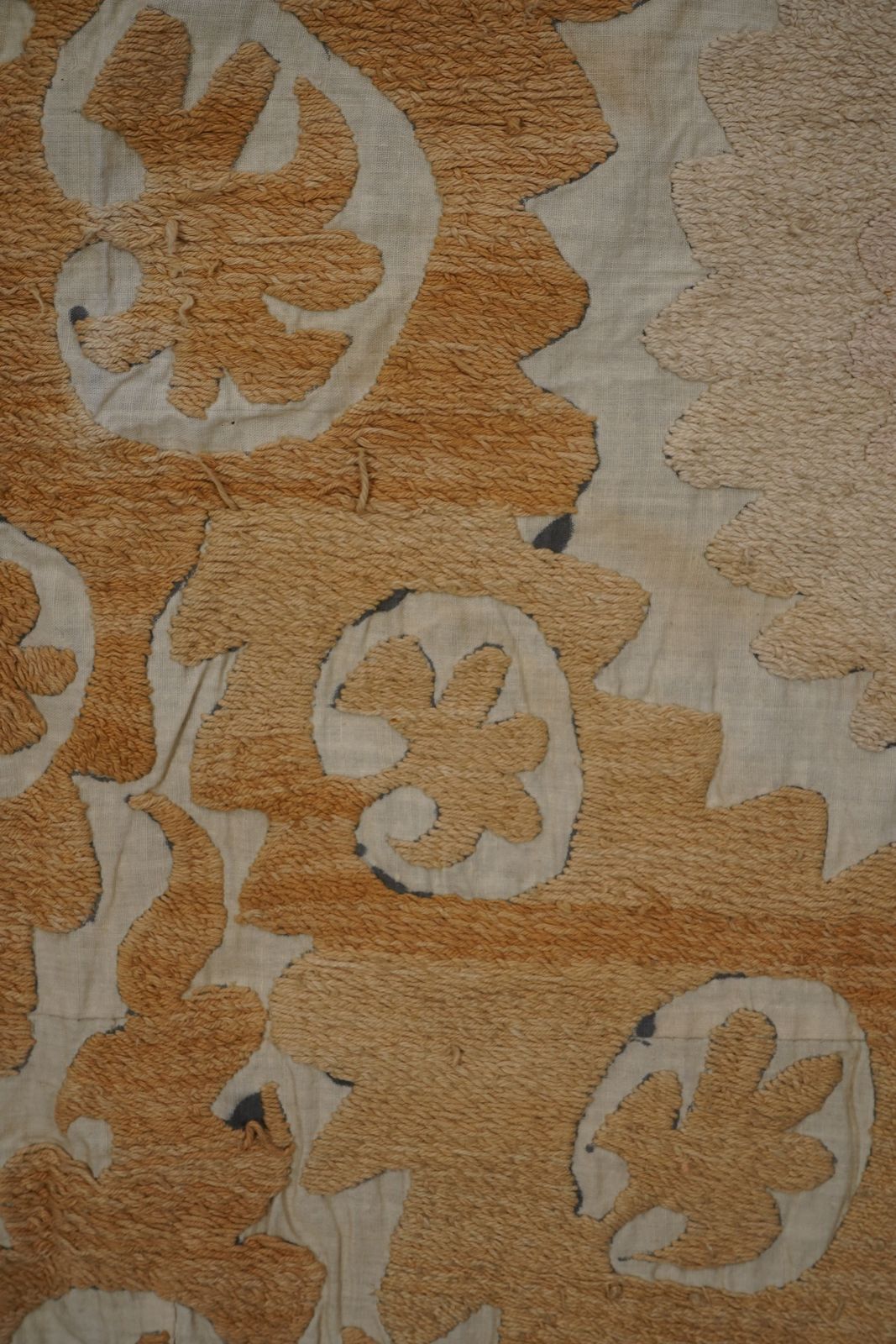 Suzani Beige Pastel Color Uzbek Cloth   Tribal Embroidery Wall Decor 3'8'' X 4'9'' photo buy