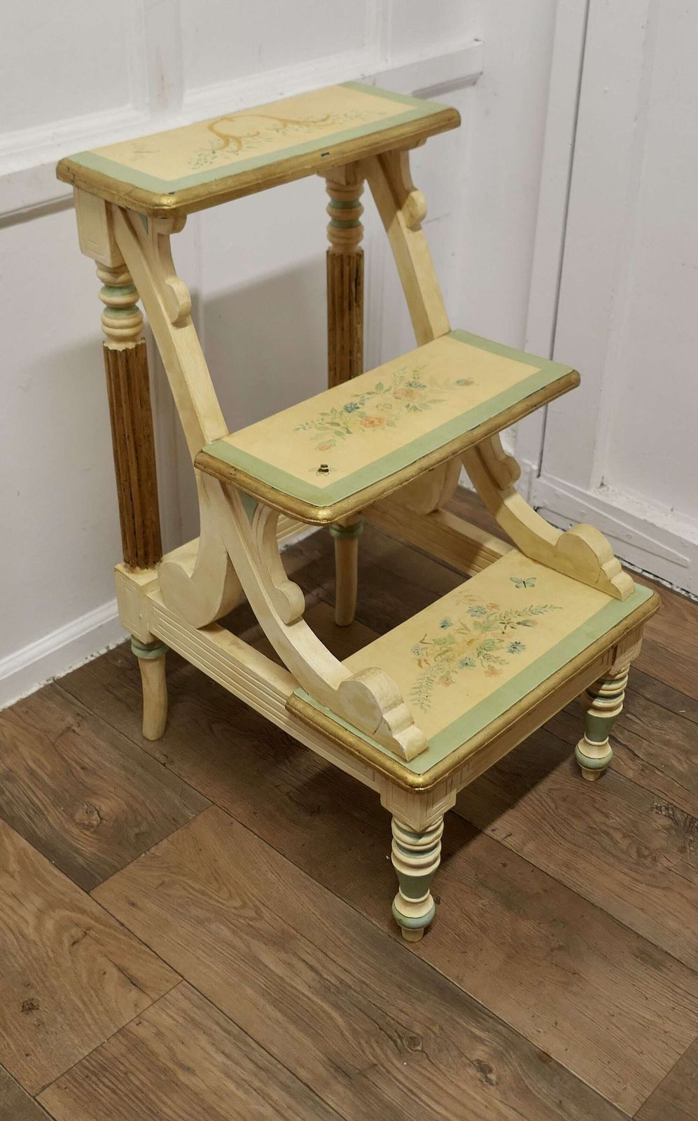 Regency Style Painted Library Steps photo furniture