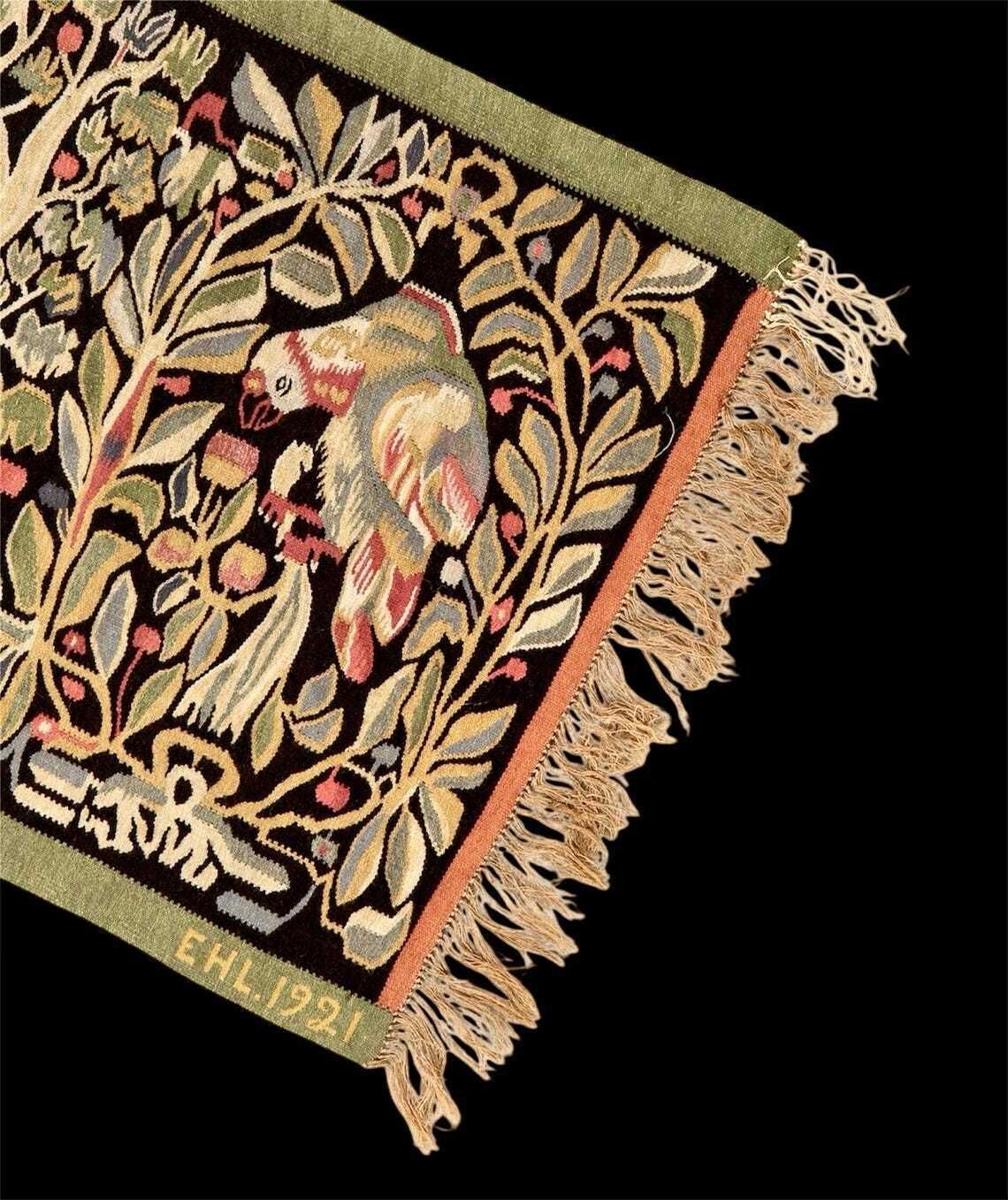 Vintage Scandinavian Tapestry Flamsk From Skåne In Sweden Signed Ehl 1921 photo for sale