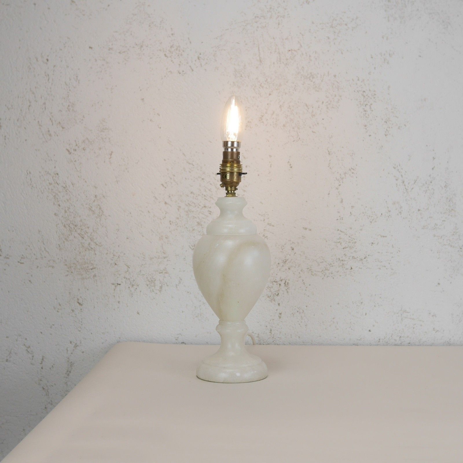Alabaster Marble Neoclassical Urn Table Lamp Italian Marble Brass #103076 photo for sale