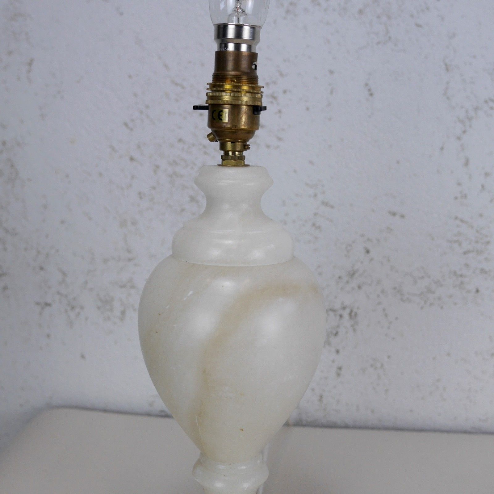 Alabaster Marble Neoclassical Urn Table Lamp Italian Marble Brass #103076 photo vintage