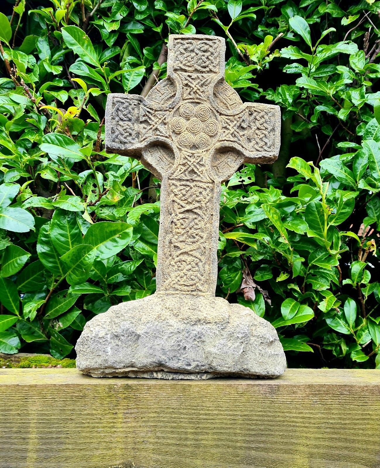 Vintage Style Celtic Cross  Garden Ornament English Stone Delivery Available 0184. photo vinterior