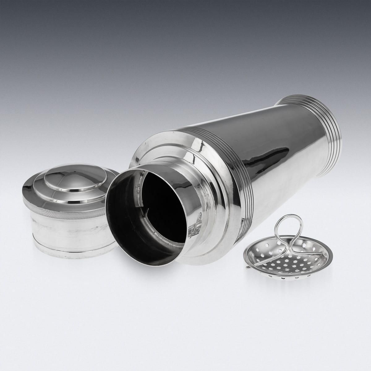 Art Deco Cocktail Shaker By Keith Murray, Silver Plated, English, 1936 photo vinterior