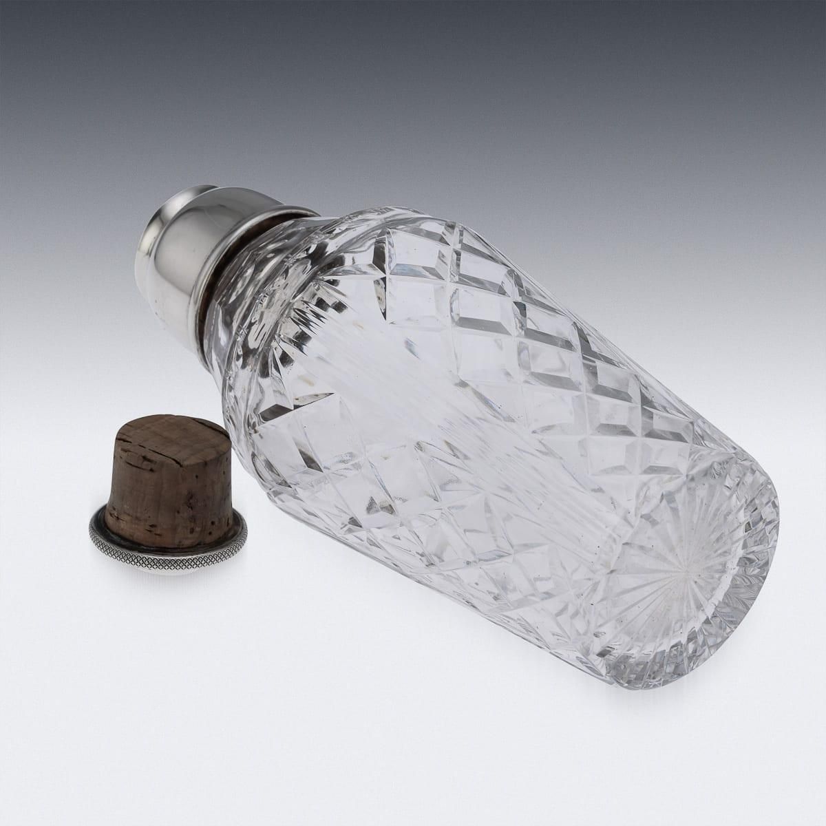 Mappin & Webb Cocktail Shaker, Solid Silver & Cut Glass, English, 1949 photo vinterior