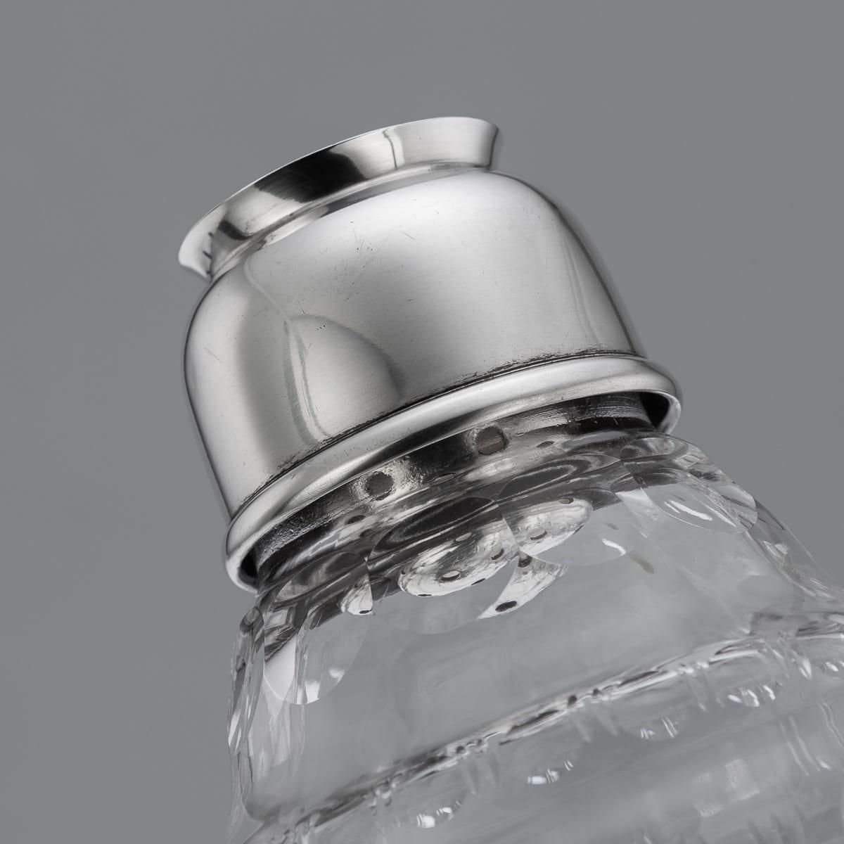 Mappin & Webb Cocktail Shaker, Solid Silver & Cut Glass, English, 1949 photo vintage