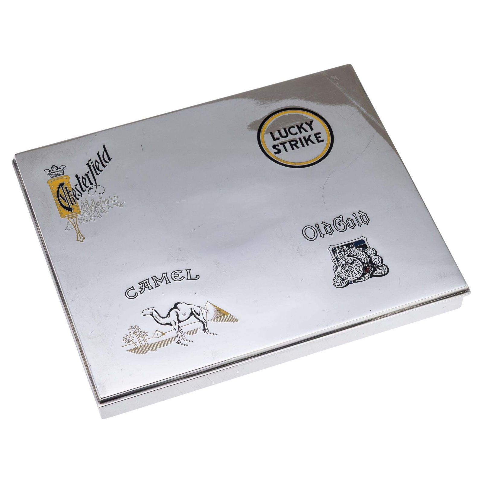 Cartier American Solid Silver And Enamel Cigarette Box, 20th Century