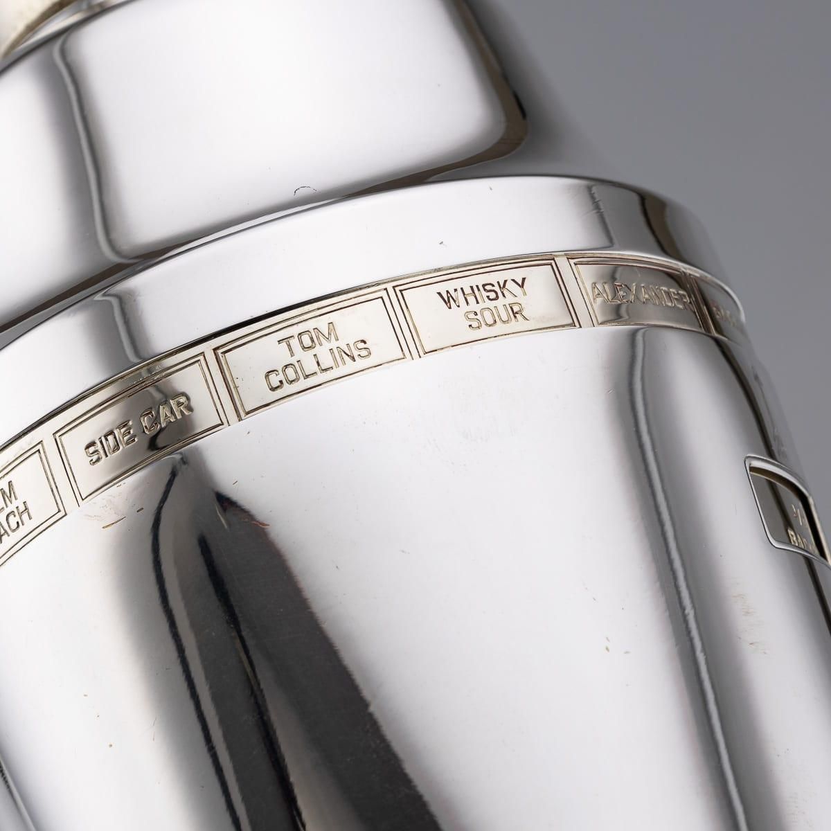 photo vinterior 20th Century American Silver Plated "Recipe" Cocktail Shaker By Napier C.1930