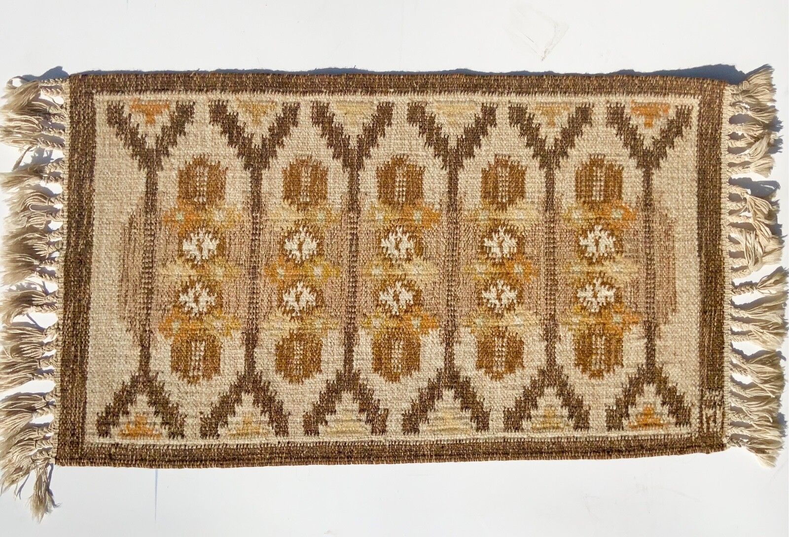 Flatweave Rug Ingegerd Silow, Swedish, Rollakan, Small, Original, Vintage  1960s photo buy