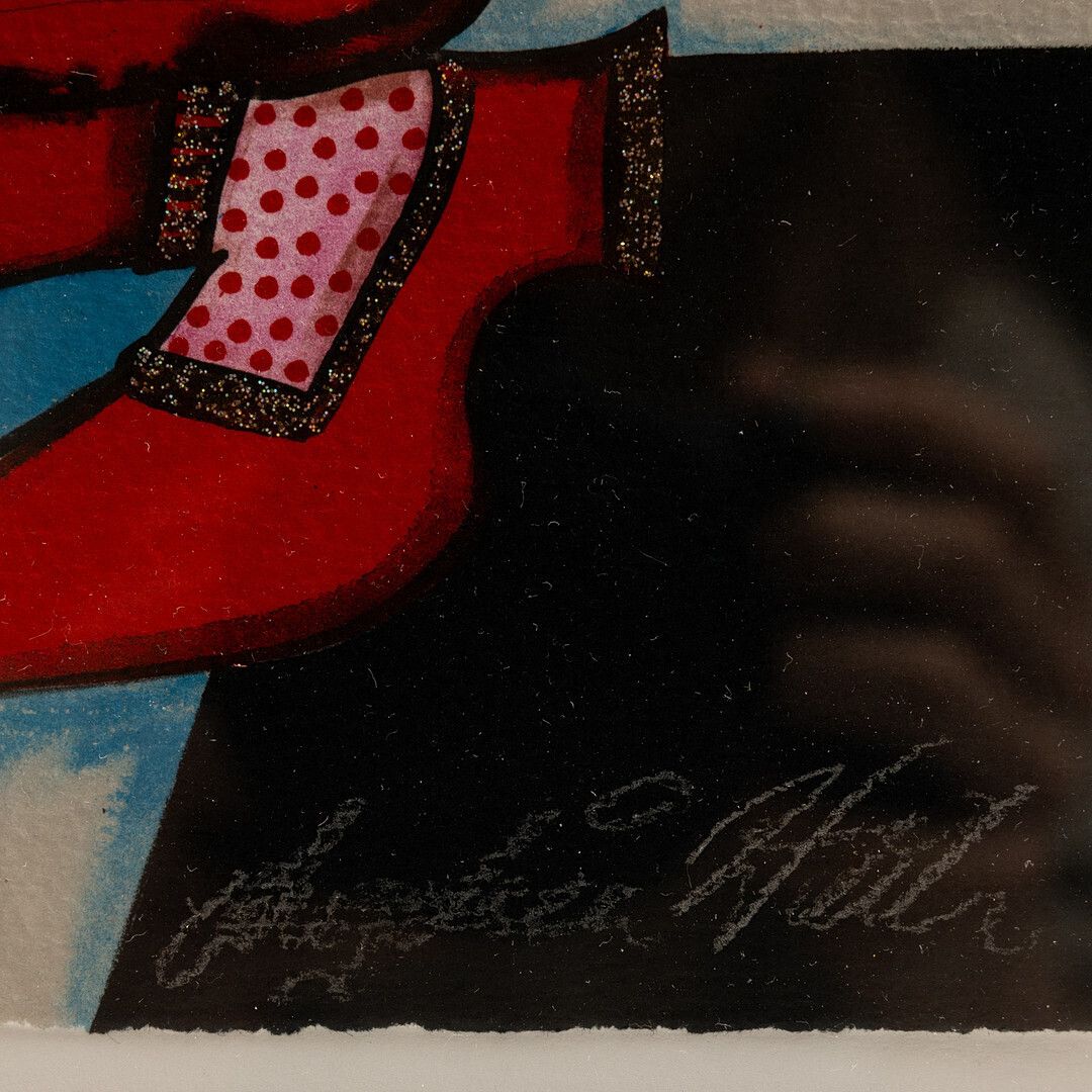 Angelica Wiik Signed Glitter Lithograph “City View In Moonlight With Accordion Player” 2/290 photo 345.0