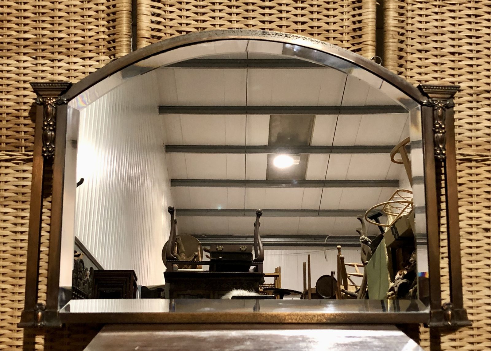 Handsome Vintage Metal Overmantel Mirror photo buy