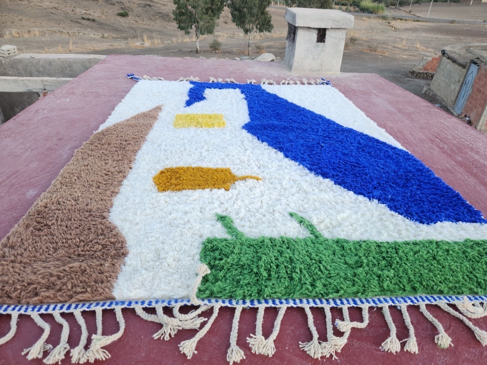 Textiles Large Abstract Contemporary Beni Ourain Rug   Hand Knotted Moroccan Wool   300x200cm photo