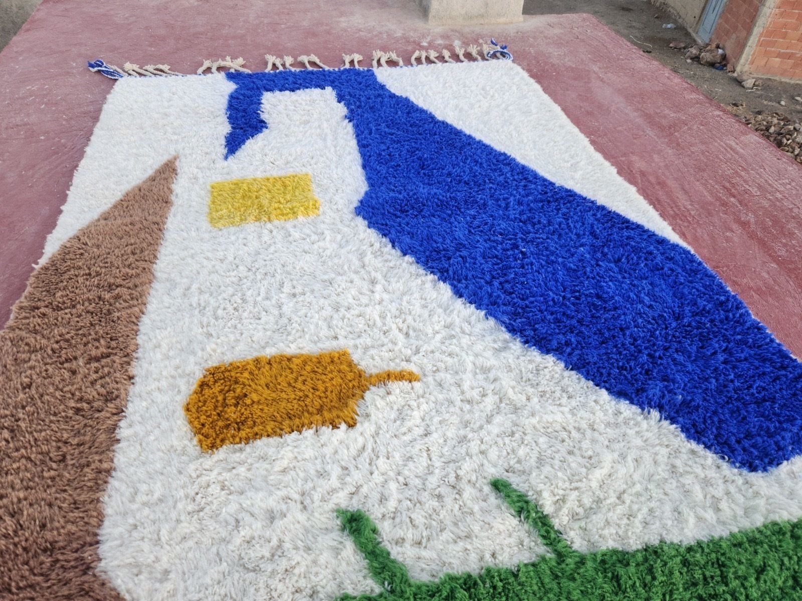 680.0 Large Abstract Contemporary Beni Ourain Rug   Hand Knotted Moroccan Wool   300x200cm photo