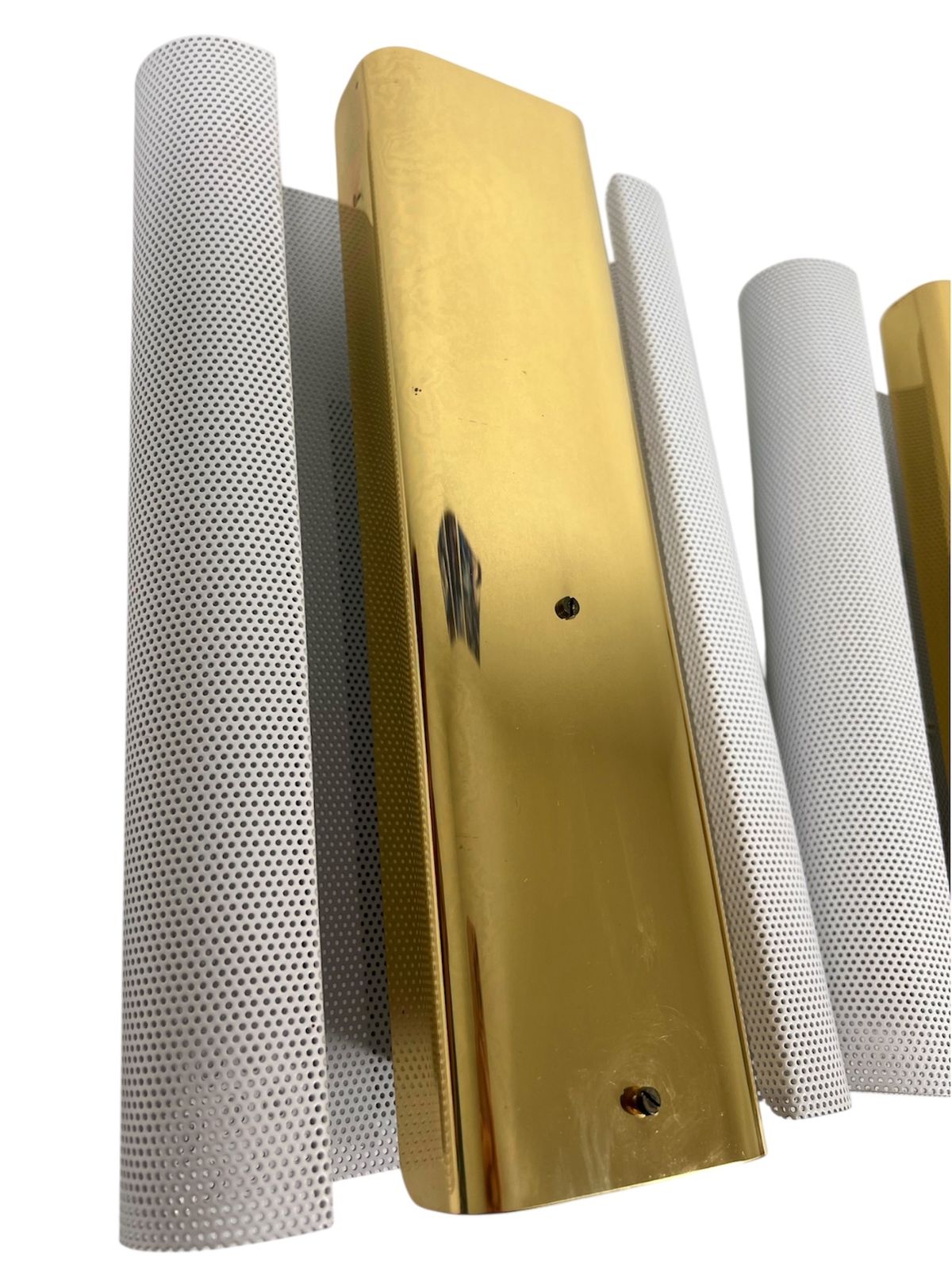 Pair Of Hans‑Agne Jakobsson “Rasputin” Perforated Metal Wall Lamps, Sweden photo Lighting