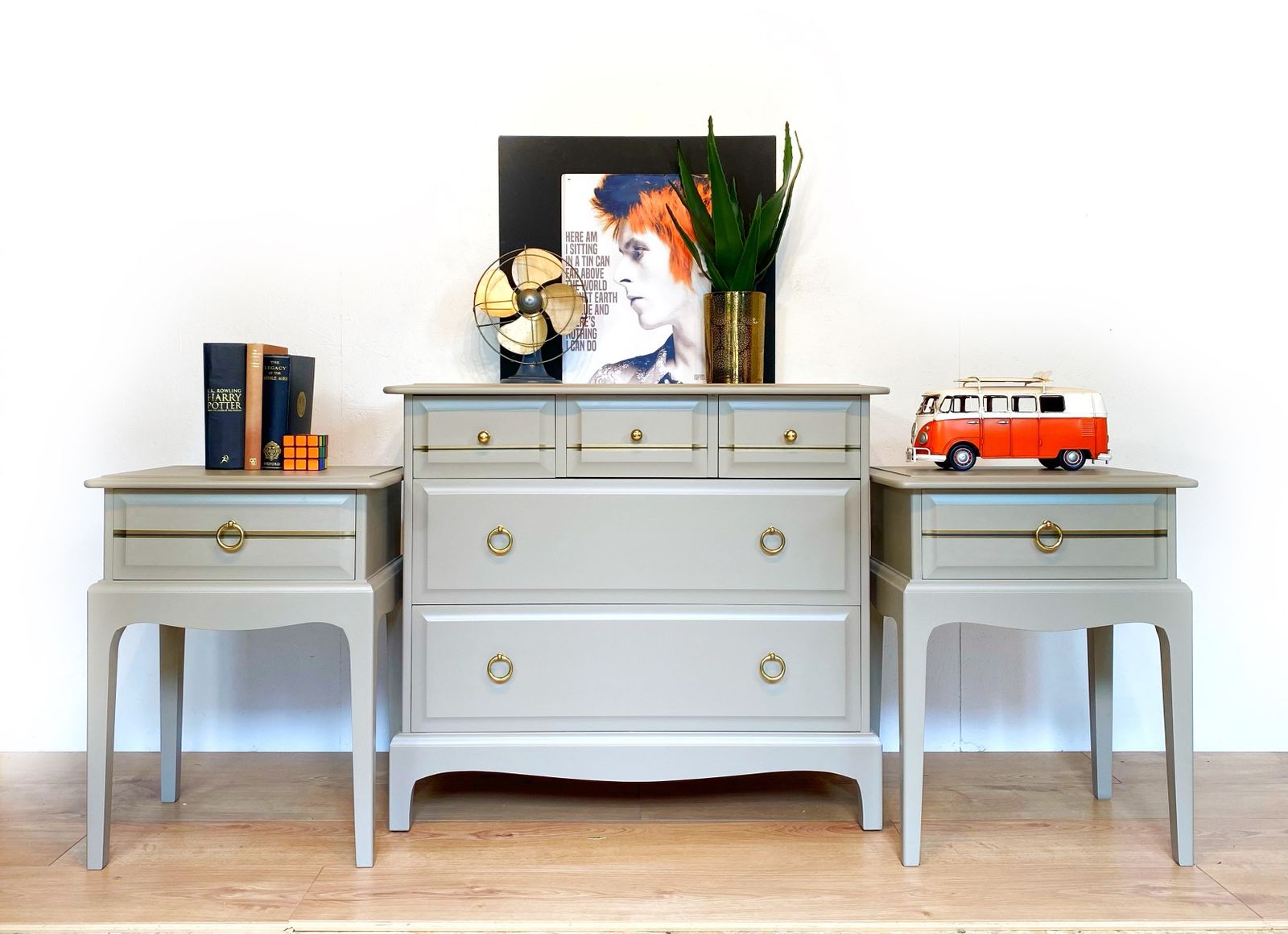 Bedroom Set, Chest Of Drawers And Pair Of Bedside Tables, 1970 Stag