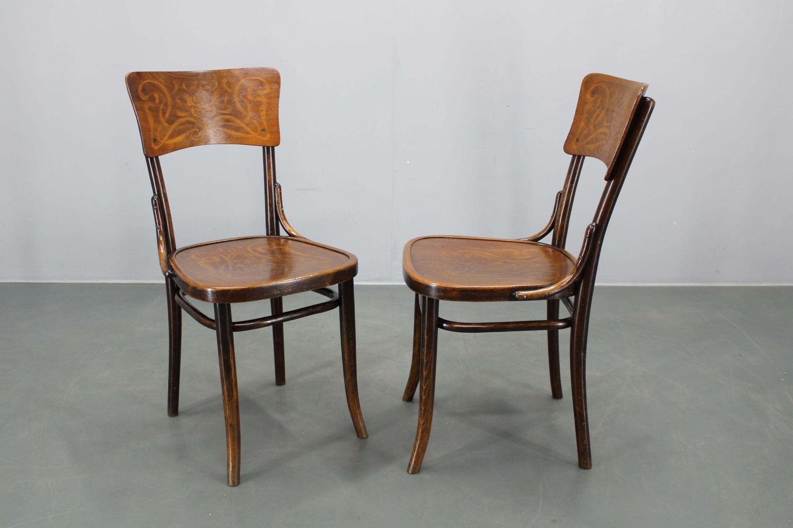 Pair Of Thonet Art Nouveau Bentwood Chairs, Czechoslovakia, 1920s photo furniture