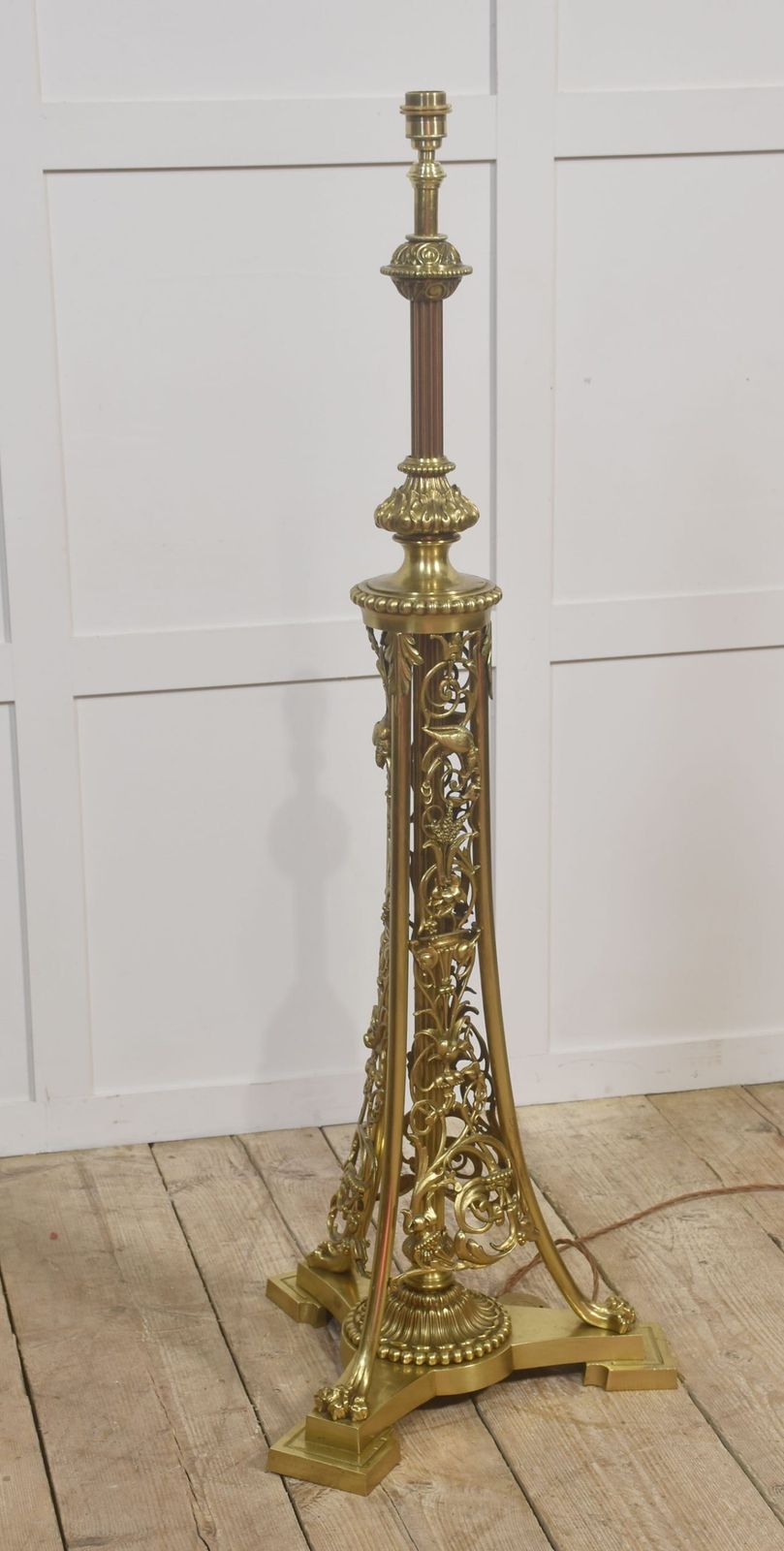 Ornate Brass Floor Lamp With Floral Openwork Base Marble Portrait Bust Of A Gentleman photo 2940.0