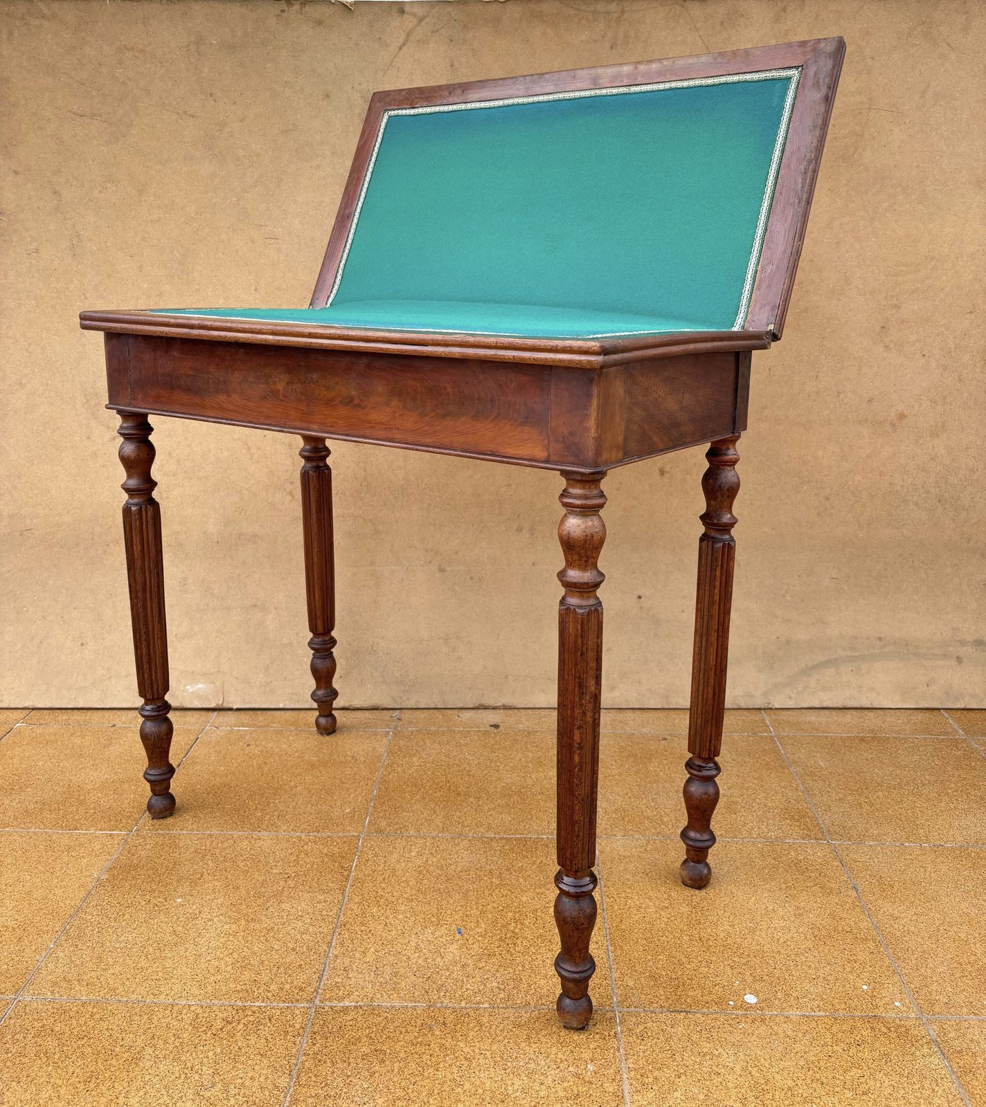 Oak Games Table With Green Felt Top, Early 20th Century photo Furniture